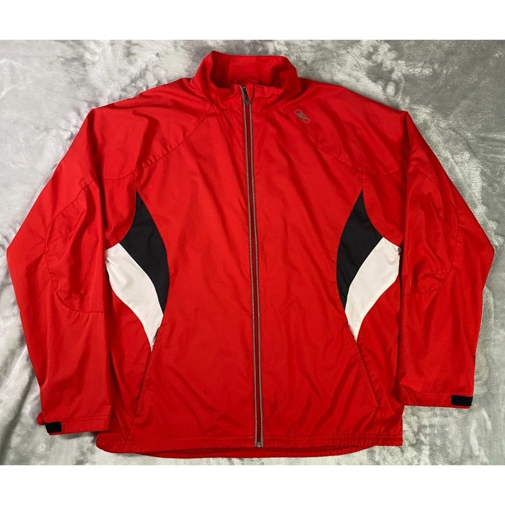 Vintage Y2K Reebok Storm Windbreaker Jacket Mens Large Red Reflective Mesh Lined